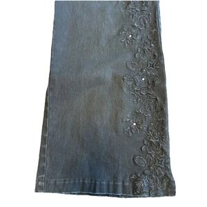 Y2K Acezung Black jeans embroidered flared retro embellished womens' size‎ 30-30